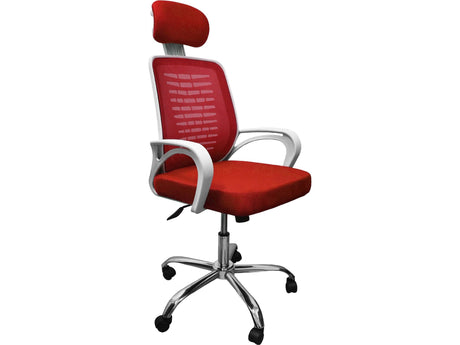 white plastic breathable mesh office chair with headrest