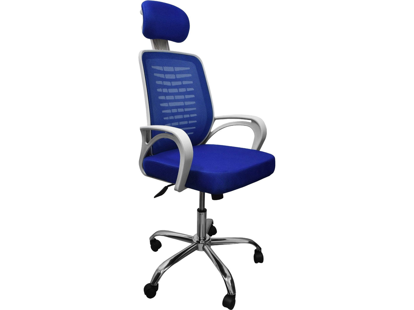 white plastic breathable mesh office chair with headrest